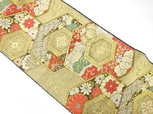 アンティーク　亀甲に菊・桐・紅葉模様織り出し袋帯（材料）